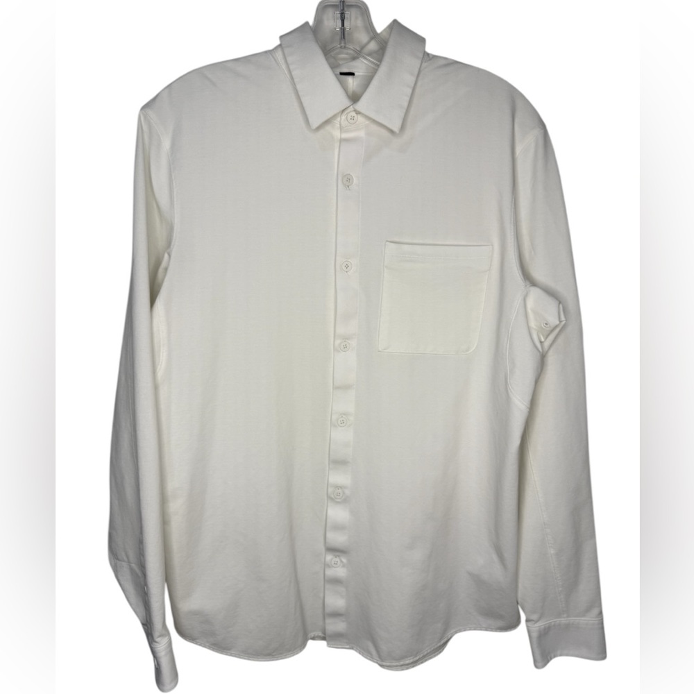 Lululemon Men’s Long Sleeve Button-Front Knit Shirt White Size Medium